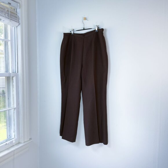 Brown Pleated Business Office Slacks Womens 16 Kasper Dress Plus Size Pants - Picture 1 of 9